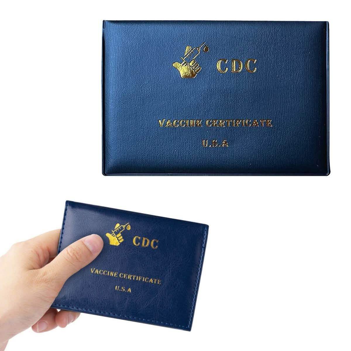 2-Pack: Faux Leather CDC Vaccination Card Immunization Record Protector Holder