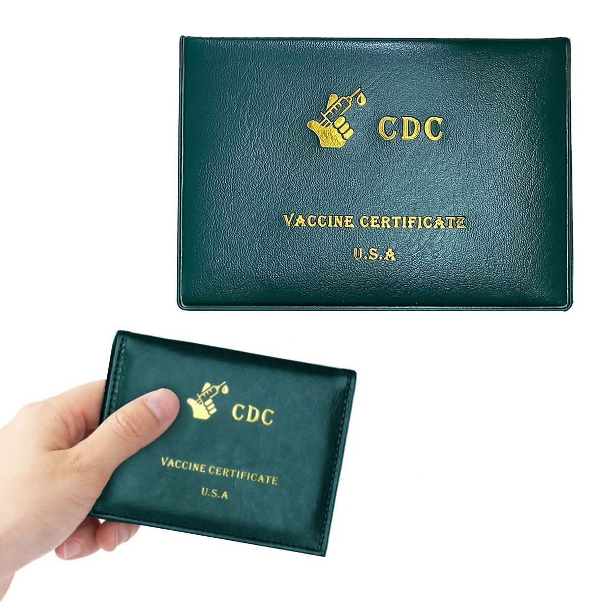 2-Pack: Faux Leather CDC Vaccination Card Immunization Record Protector Holder