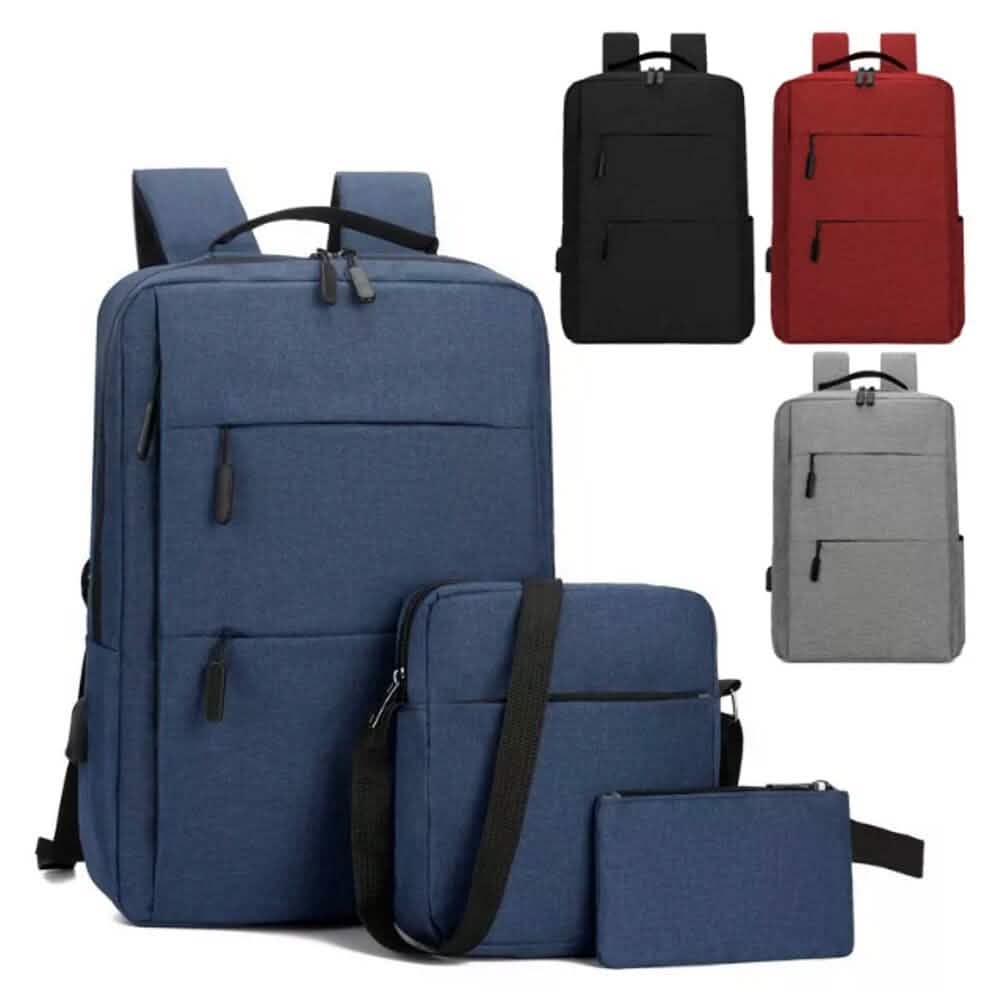 3-Pieces Set: USB Multifunction Large Capacity Business Laptop Bags Set