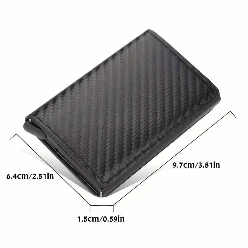 Carbon Fiber Credit Card Holder RFID Blocking, Slim Pop Up Minimalist Wallet