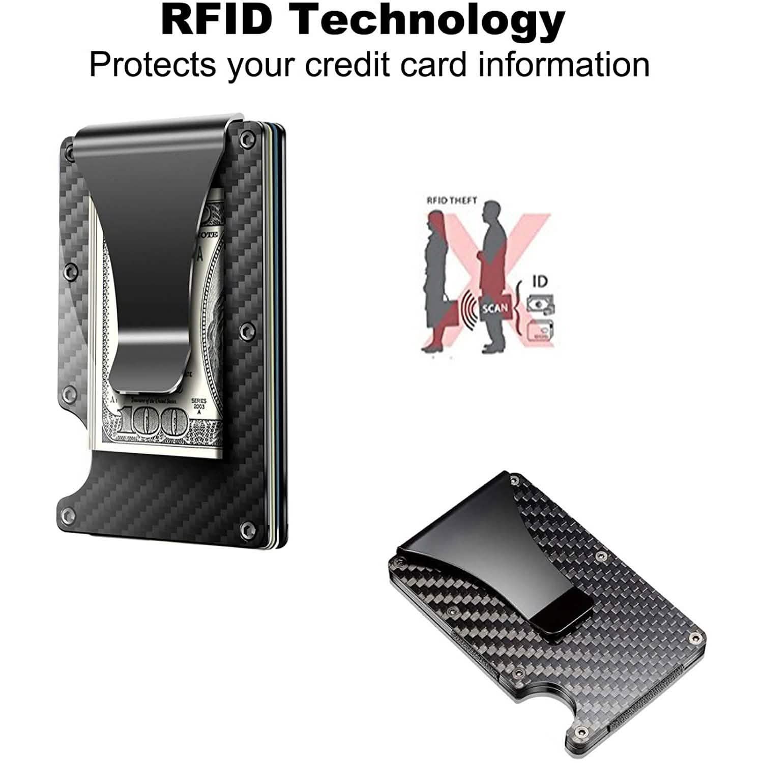 Carbon Fiber Money Clip Wallet with RFID Blocking