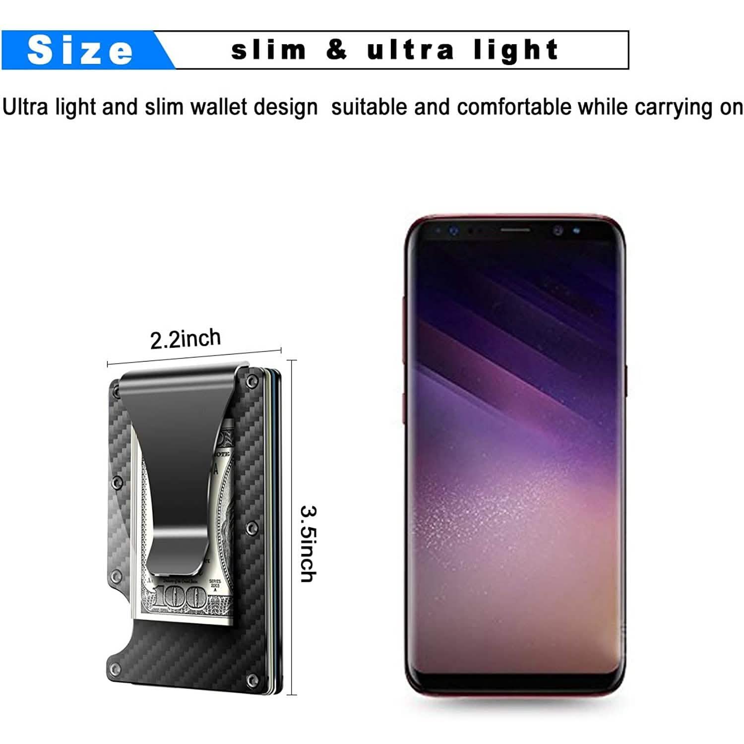 Carbon Fiber Money Clip Wallet with RFID Blocking