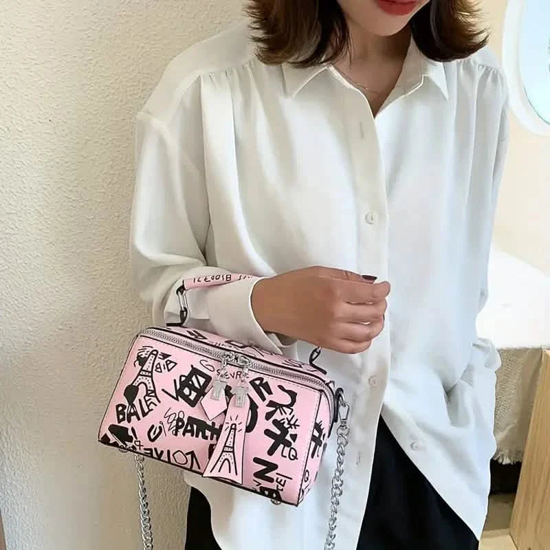 Graffiti Trendy Chain Crossbody Bag for Women