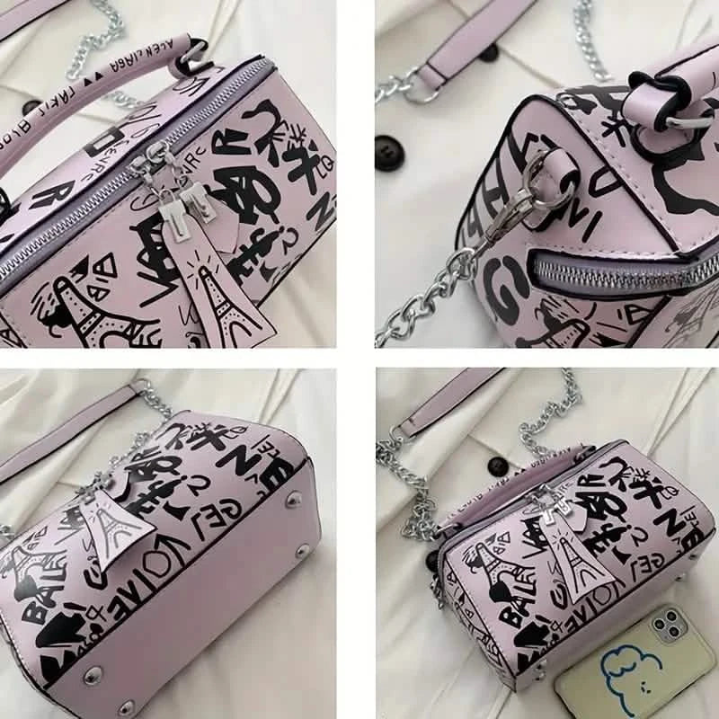 Graffiti Trendy Chain Crossbody Bag for Women