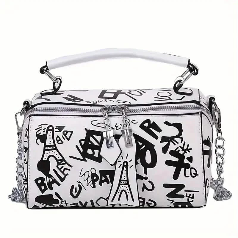 Graffiti Trendy Chain Crossbody Bag for Women