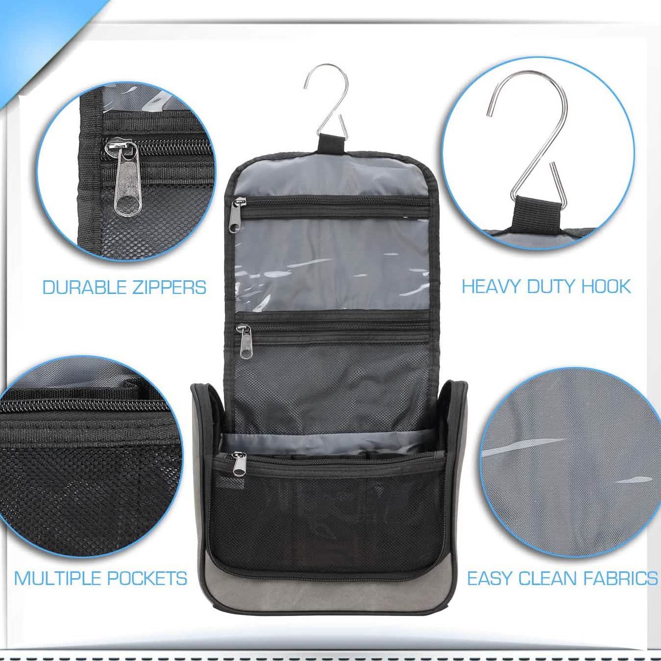 Lewis N. Clark Brushed Twill Hanging Toiletry Kit Bag