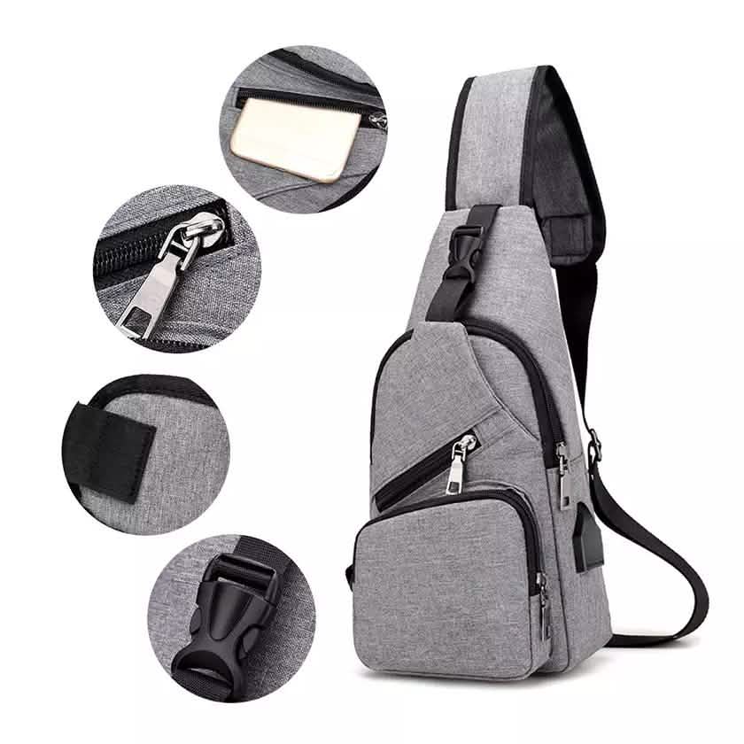 Men Women Crossbody Shoulder Bag with USB Port