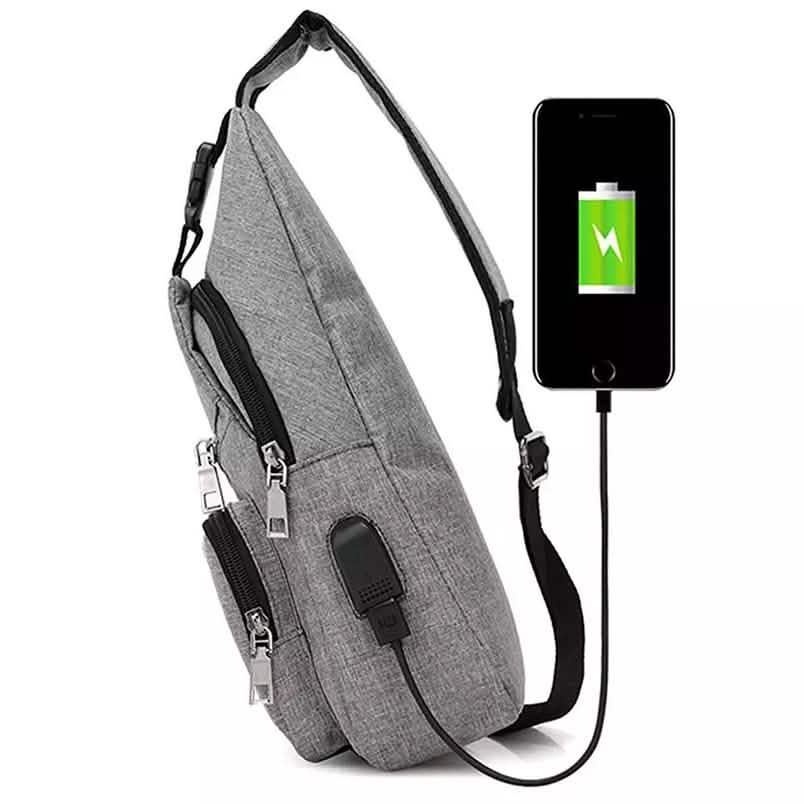 Men Women Crossbody Shoulder Bag with USB Port