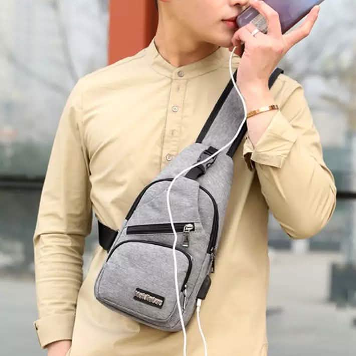 Men Women Crossbody Shoulder Bag with USB Port