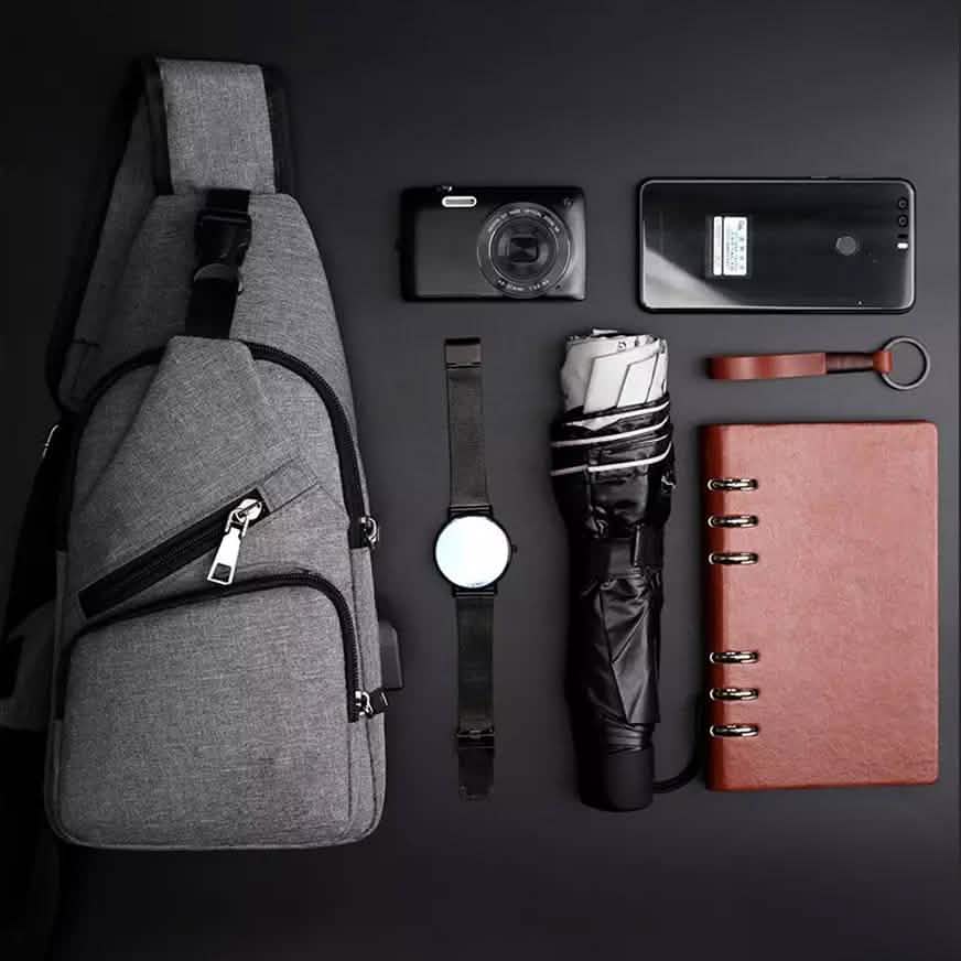 Men Women Crossbody Shoulder Bag with USB Port