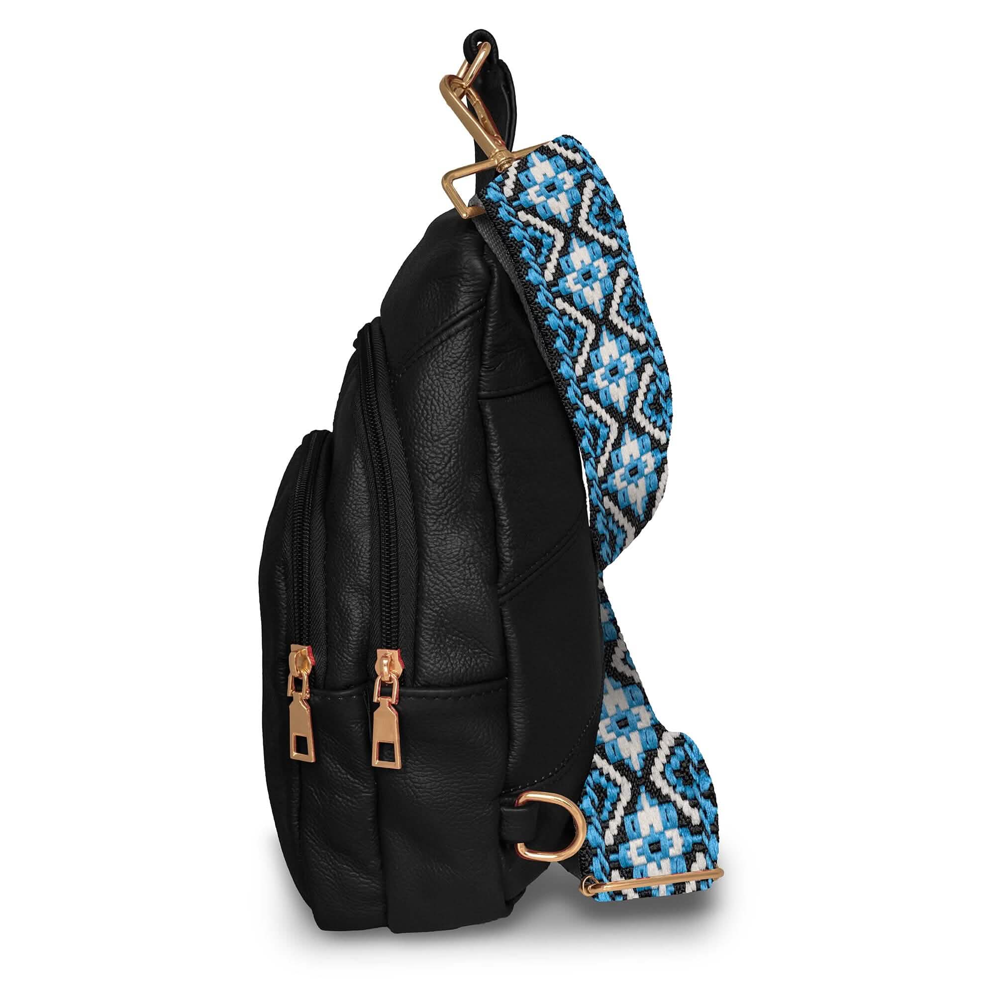 Real Leather Printed Strap Shoulder Sling Bag