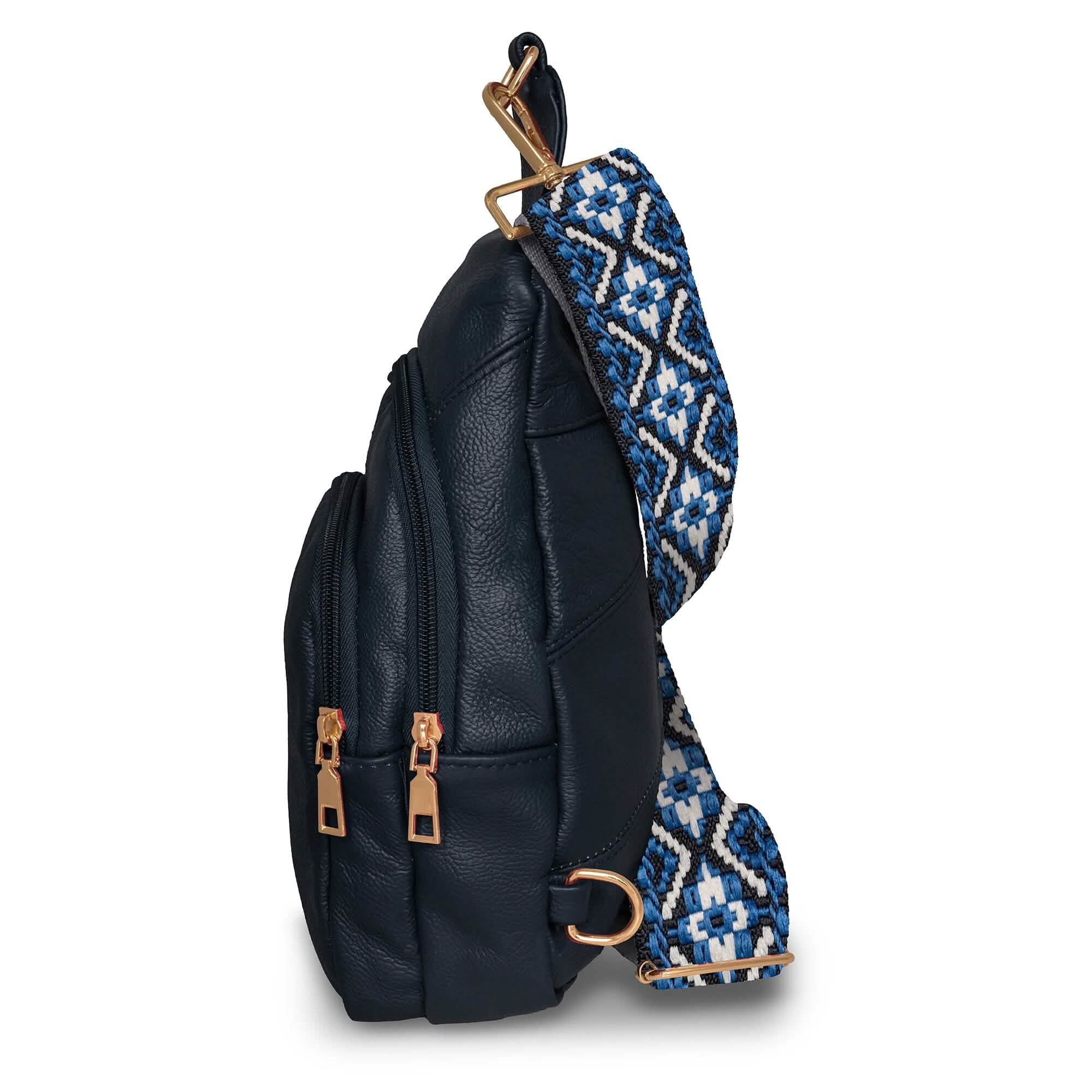 Real Leather Printed Strap Shoulder Sling Bag